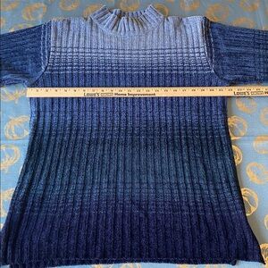 Vintage Classic Elements Women’s Chenille Blue Gradient Ribbed Sweater